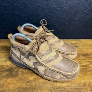 Twisted X Boys' Chukka Driving Mocs Brown Leather Shoes Youth Size 2.5M YDM0048